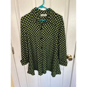 Sole Dione Studio | Swing Jacket Art to Wear Green& Black Stretch- Size Large